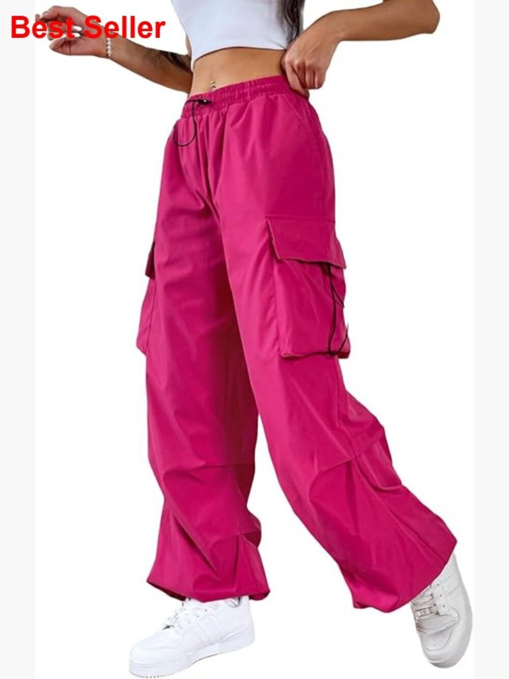 Loose Fit Cargo Pants Drawstring Waist Joggers Long Trousers